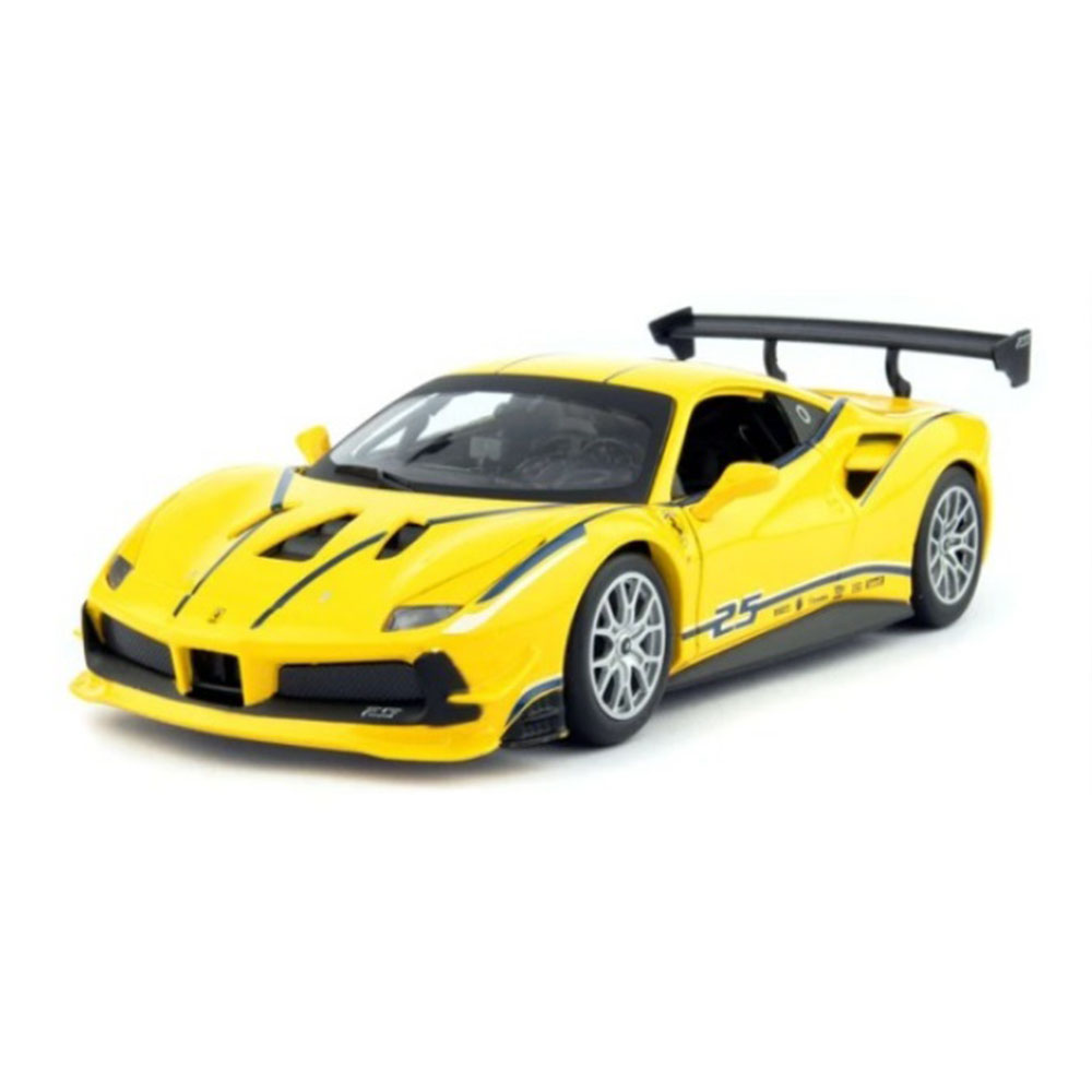 Miniatura Ferrari 488 Challenge Racing Amarelo Bburago 1/24