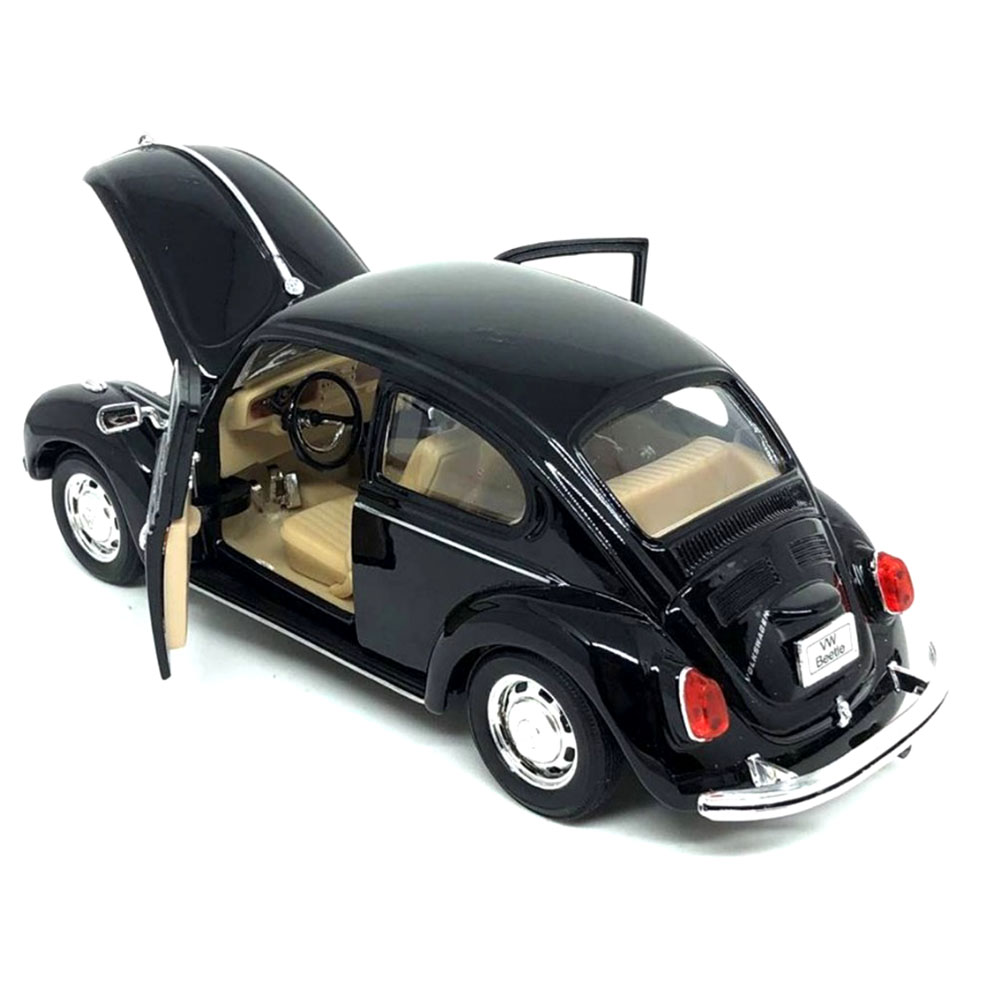 Miniatura Volkswagen Fusca Beetle Preto Welly 1/24 c/defeito - Imagem 4