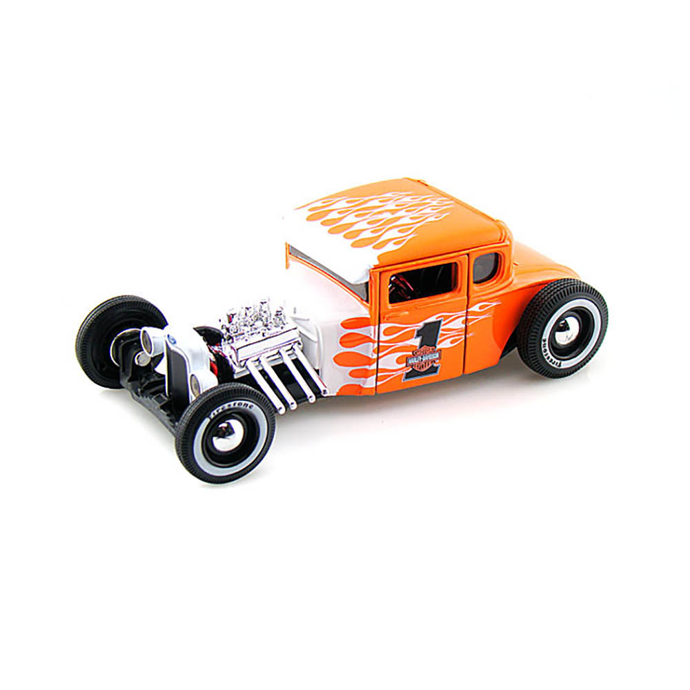 Miniatura Ford Model A 1929 Harley Davidson Laranja 1/24.