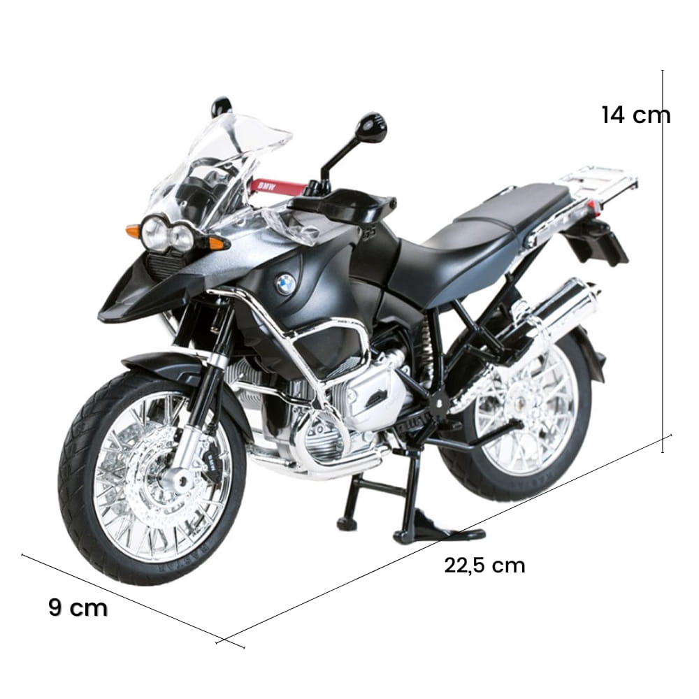 Miniatura Da Moto Bmw R1200 Gs, 22 Centímetros, Cinza 1/9