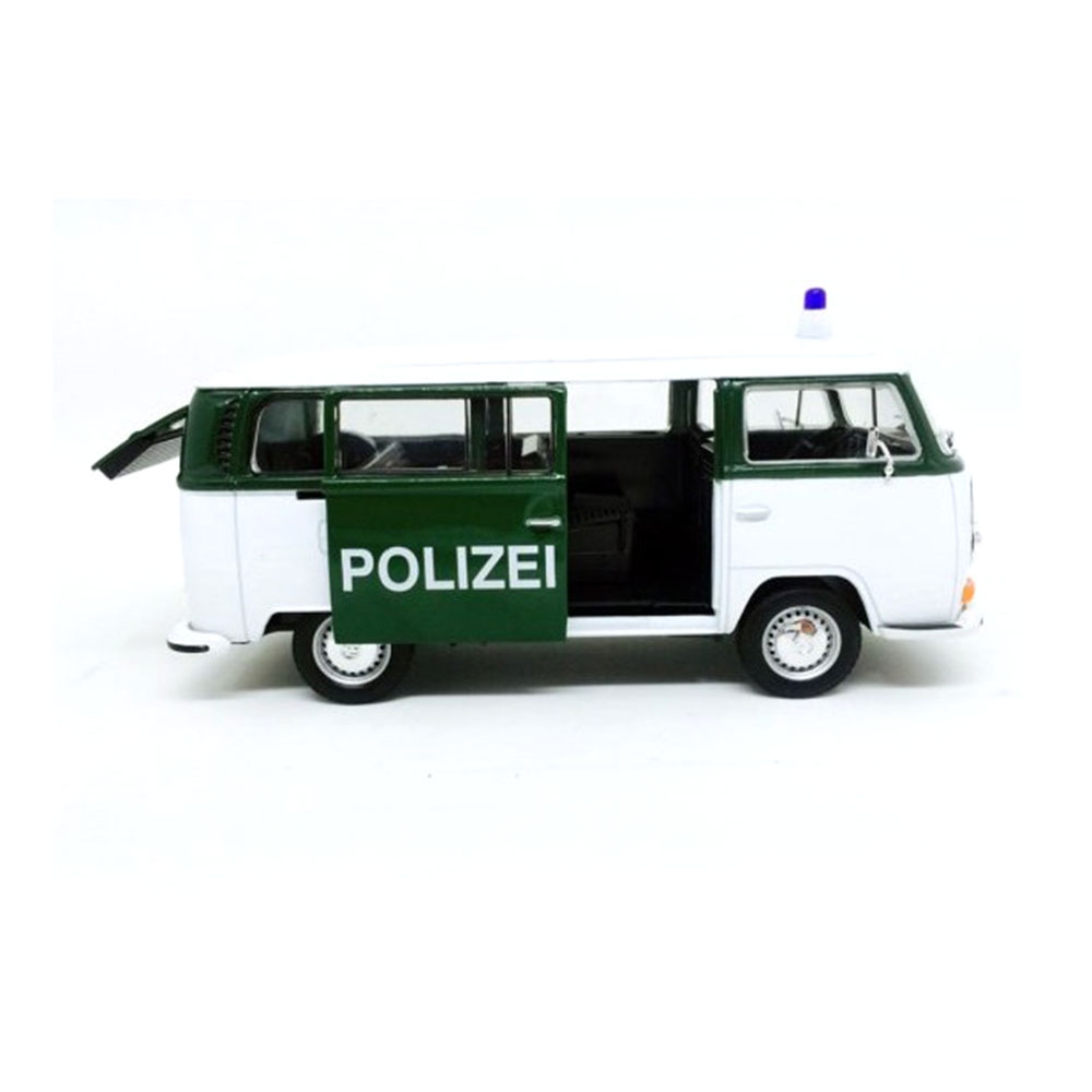 Miniatura Volkswagen Kombi Bus T2 1972 Polizei Welly 1/24 - Imagem 3