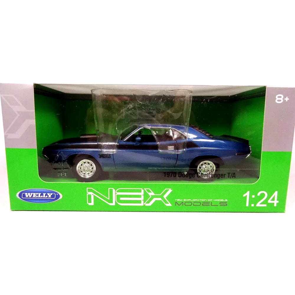 Miniatura Dodge Challenger T/a 1970 Azul Welly 1/24 - Imagem 5