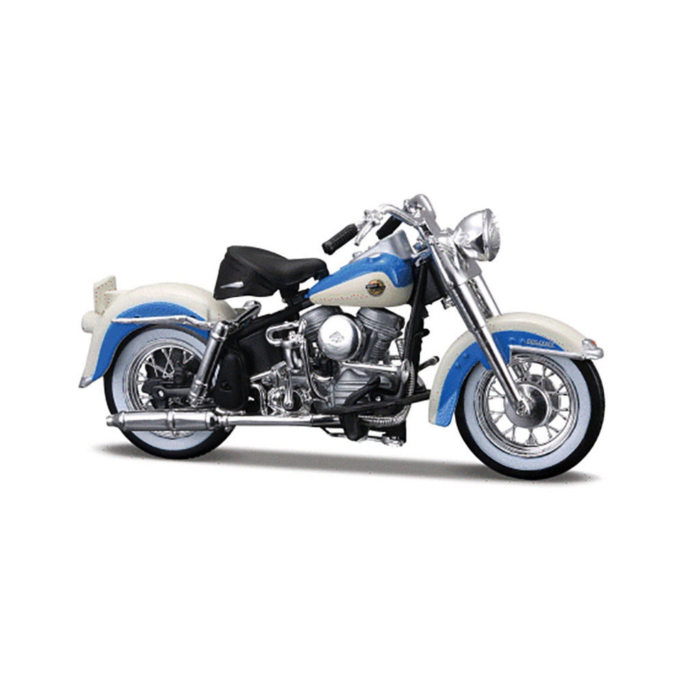 1958 Duo Glide FLH Harley Davidson Motorcycle Série 27 1:18 Maisto Azul