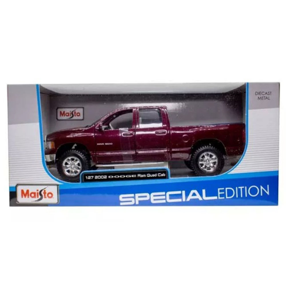 Miniatura Dodge Ram Quad Cab 2002 Vinho Maisto 1/27 - Imagem 4