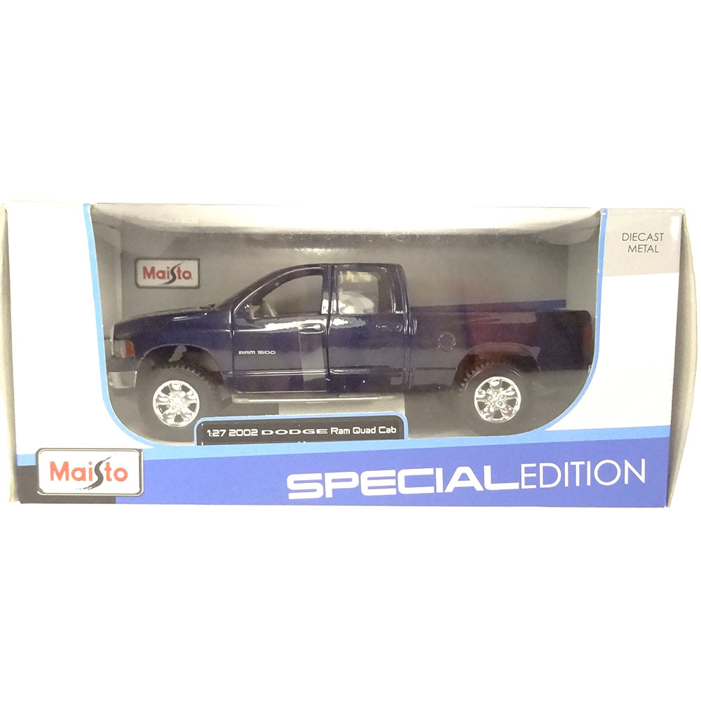 Miniatura Dodge Ram Quad Cab 2002 Azul Maisto 1/27 - Imagem 5