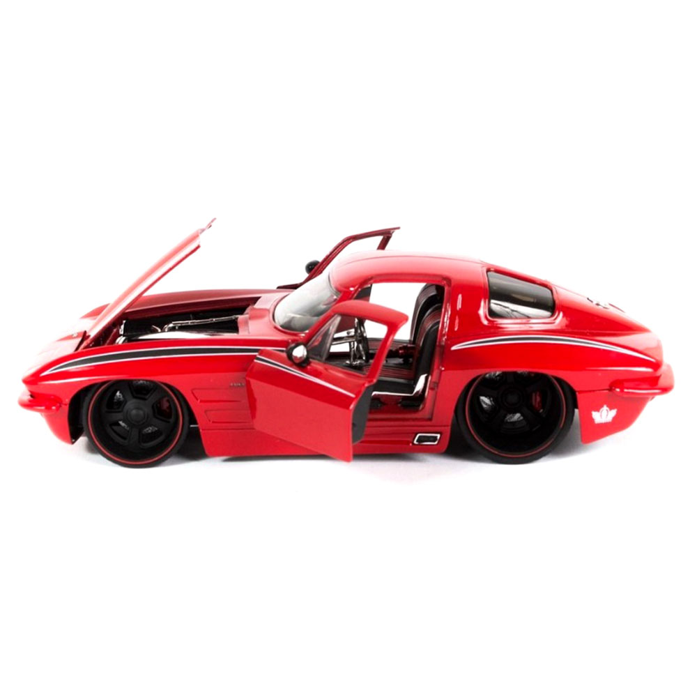 Miniatura Chevy Corvette Sting Ray 1963 Vermelho Jada 1/24 - Imagem 4