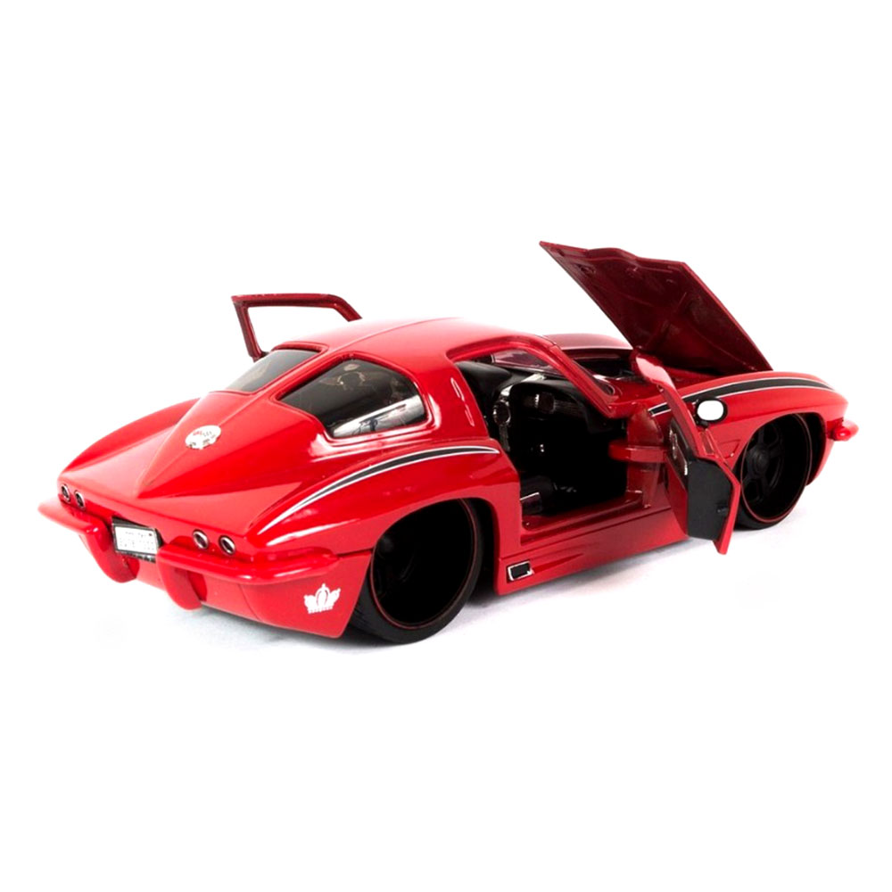 Miniatura Chevy Corvette Sting Ray 1963 Vermelho Jada 1/24 - Imagem 5
