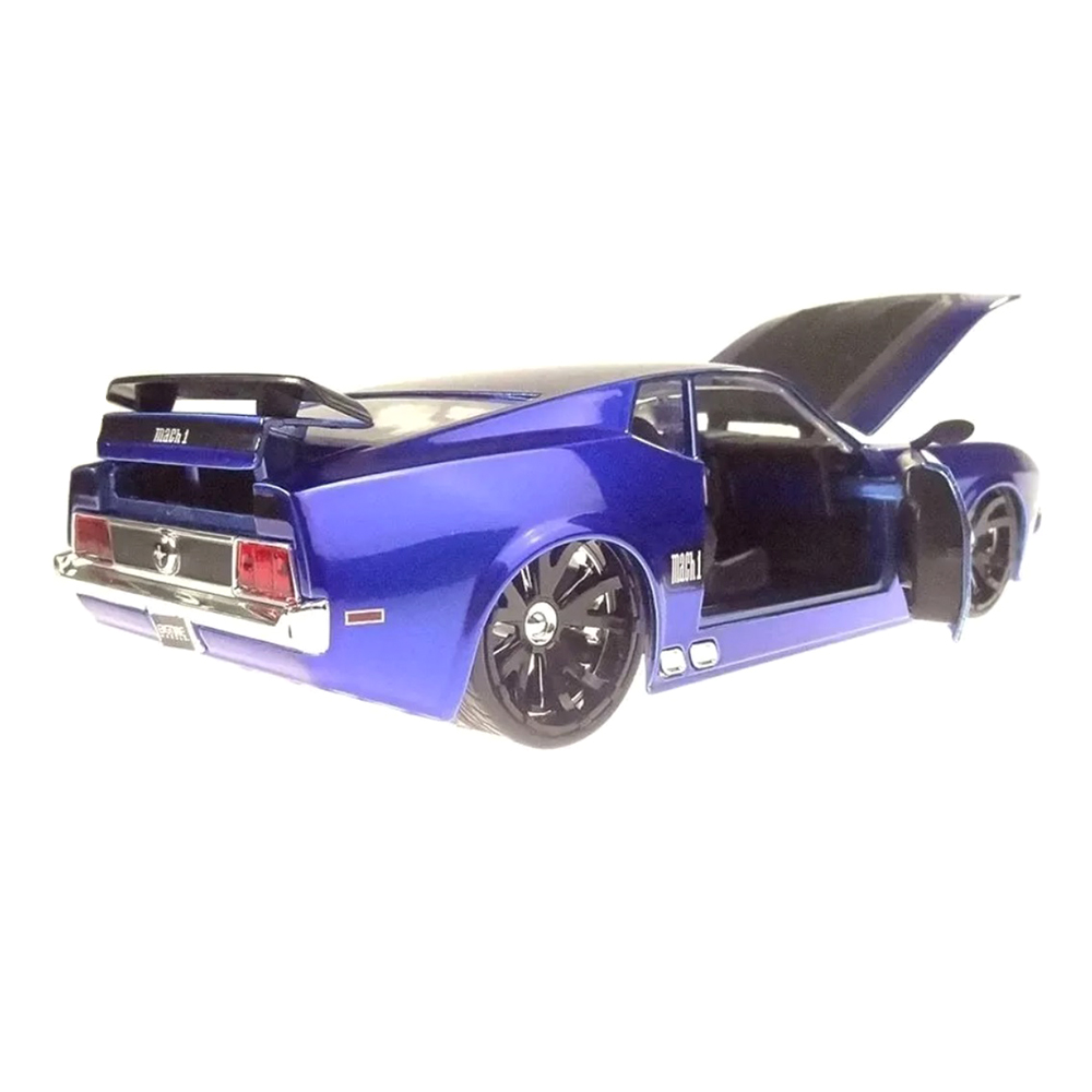 Miniatura Ford Mustang Mach 1 1973 Azul Jada Toys 1/24 - Imagem 3