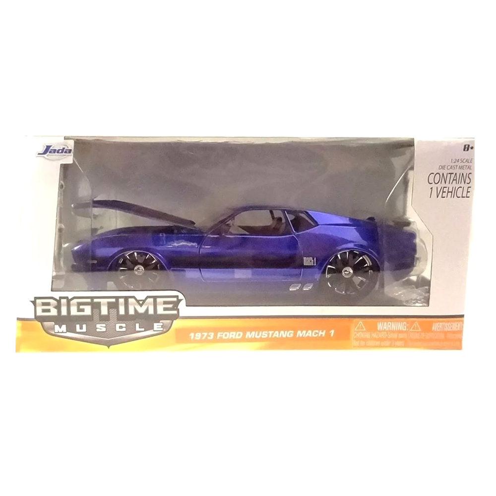 Miniatura Ford Mustang Mach 1 1973 Azul Jada Toys 1/24 - Imagem 4