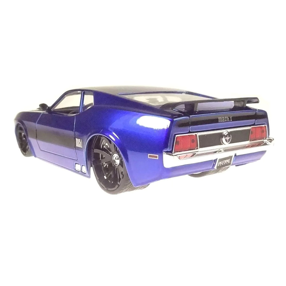 Miniatura Ford Mustang Mach 1 1973 Azul Jada Toys 1/24 - Imagem 2
