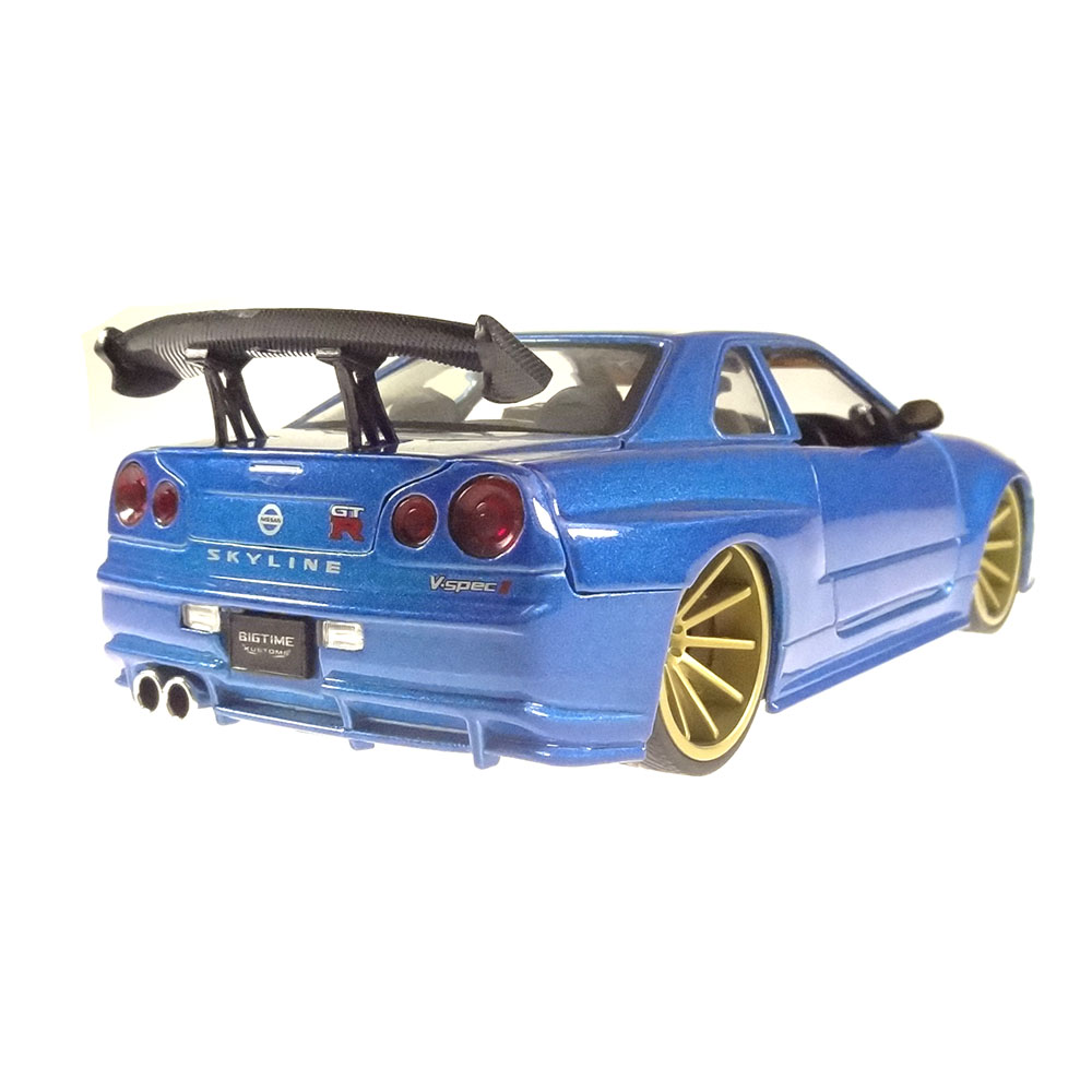Miniatura Nissan Skyline Gtr - Bnr 34 Azul Jada Toys 1/24 - Imagem 2