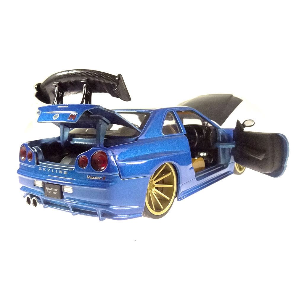Miniatura Nissan Skyline Gtr - Bnr 34 Azul Jada Toys 1/24 - Imagem 5