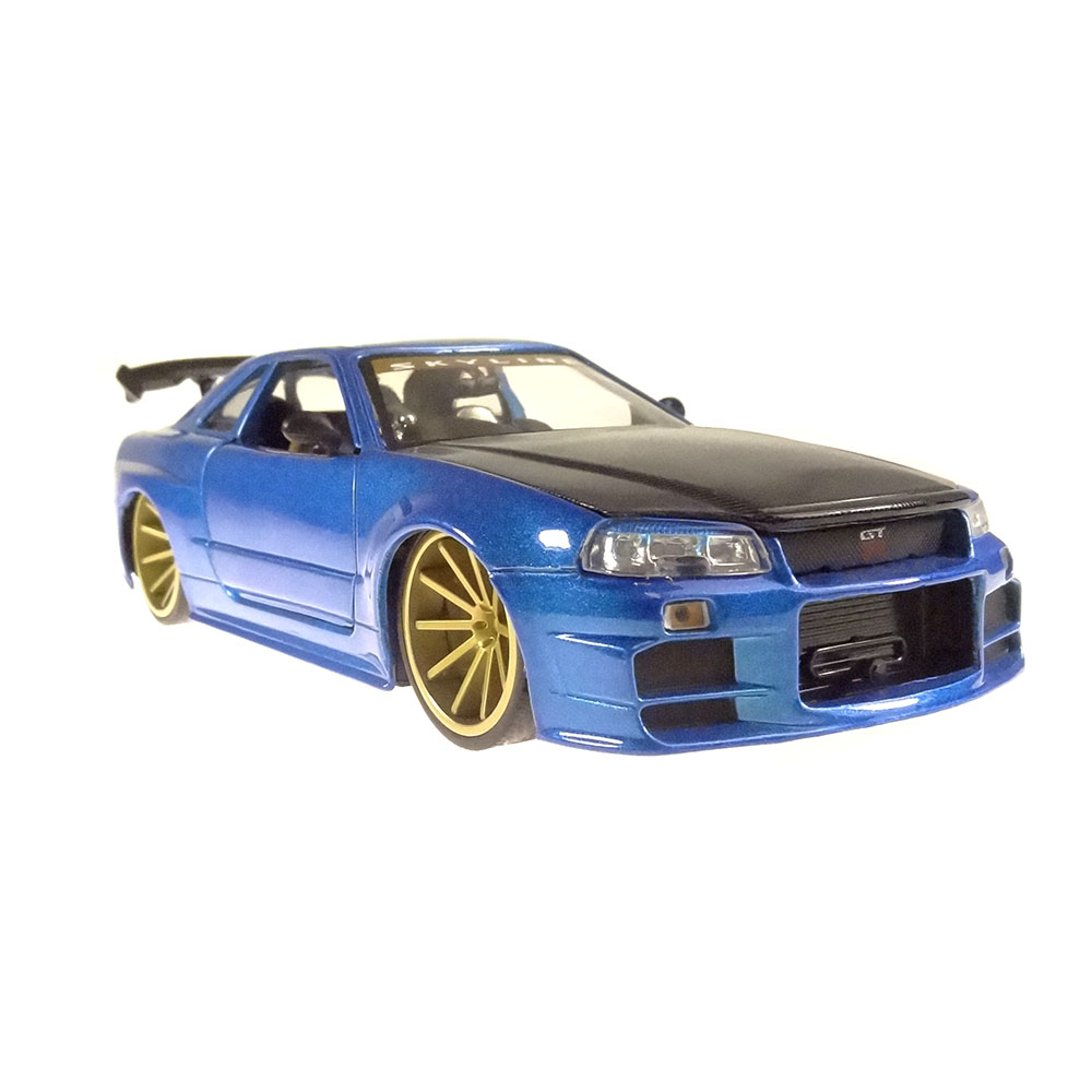 Miniatura Nissan Skyline Gtr - Bnr 34 Azul Jada Toys 1/24 - Imagem 3