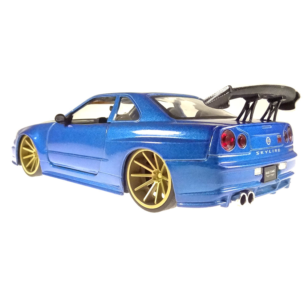 Miniatura Nissan Skyline Gtr - Bnr 34 Azul Jada Toys 1/24 - Imagem 4