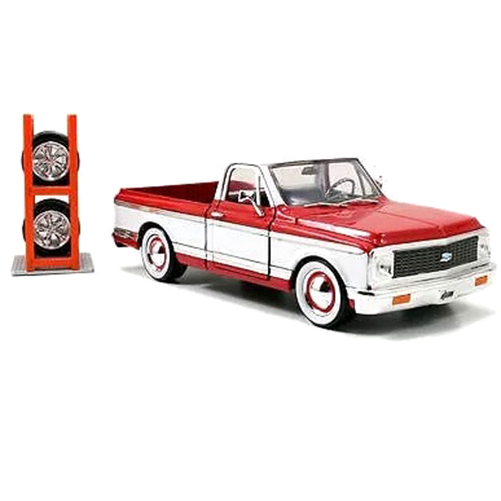 Miniatura Chevy Cheyenne 1972 Troca Rodas Vermelha 1/24