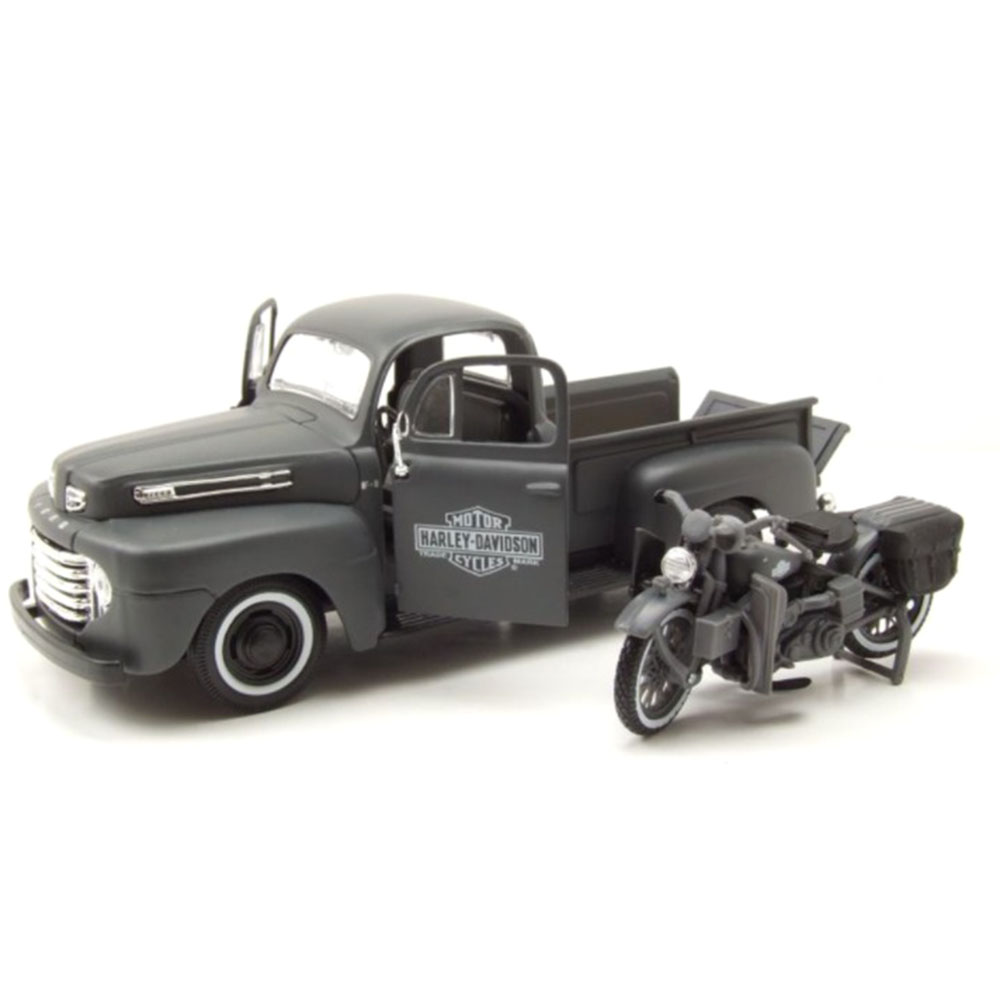 Miniatura Ford F-1 Pickup + Wla Flathead Grafite Maisto 1/24 - Imagem 5
