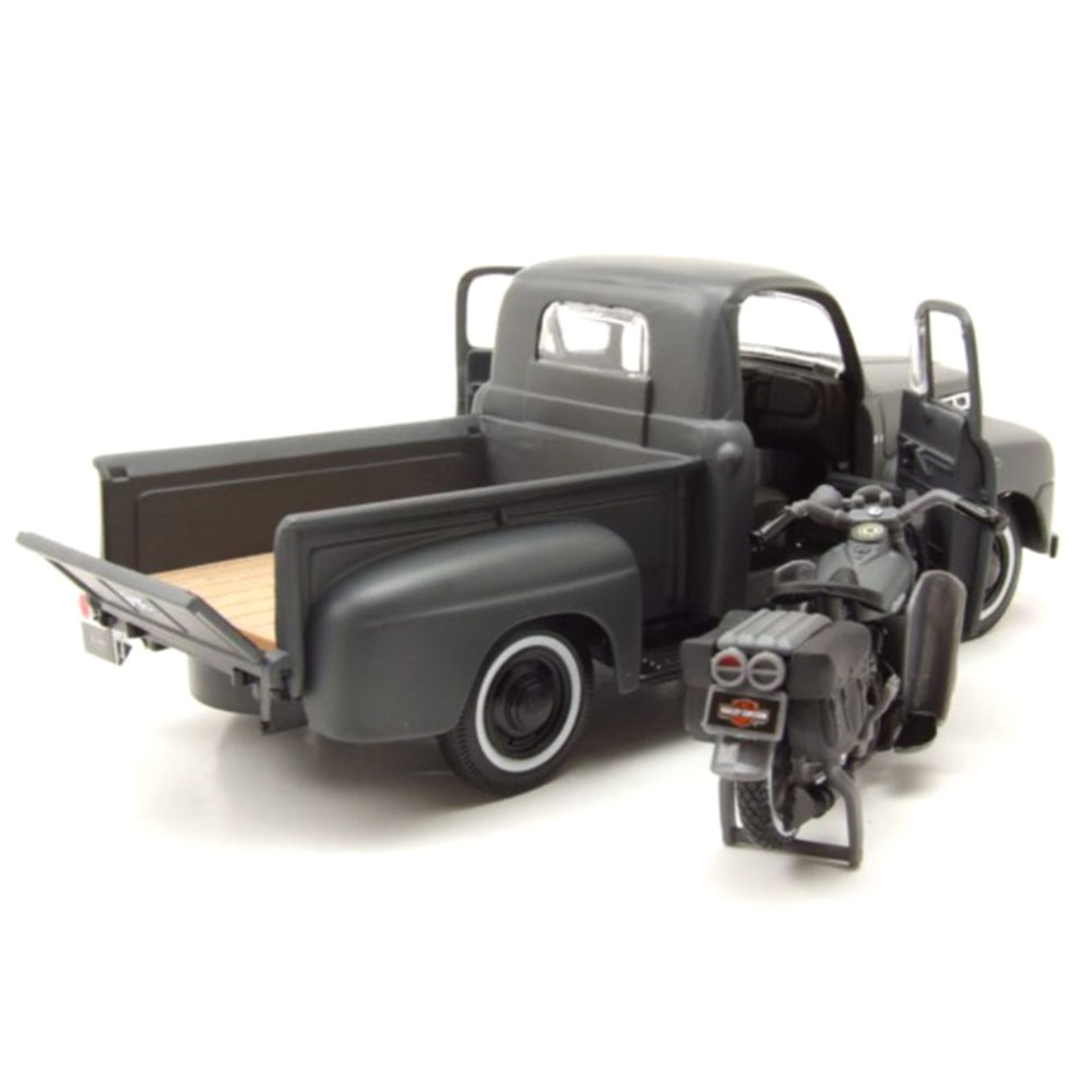 Miniatura Ford F-1 Pickup + Wla Flathead Grafite Maisto 1/24 - Imagem 4