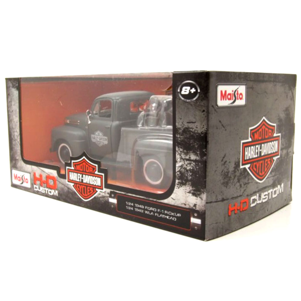Miniatura Ford F-1 Pickup + Wla Flathead Grafite Maisto 1/24 - Imagem 6