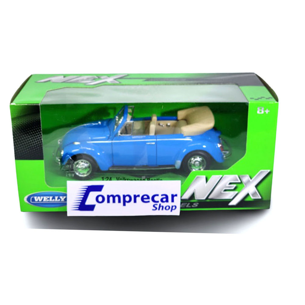 Miniatura Volkswagen Fusca Beetle Azul Claro Welly 1/24 - Imagem 7