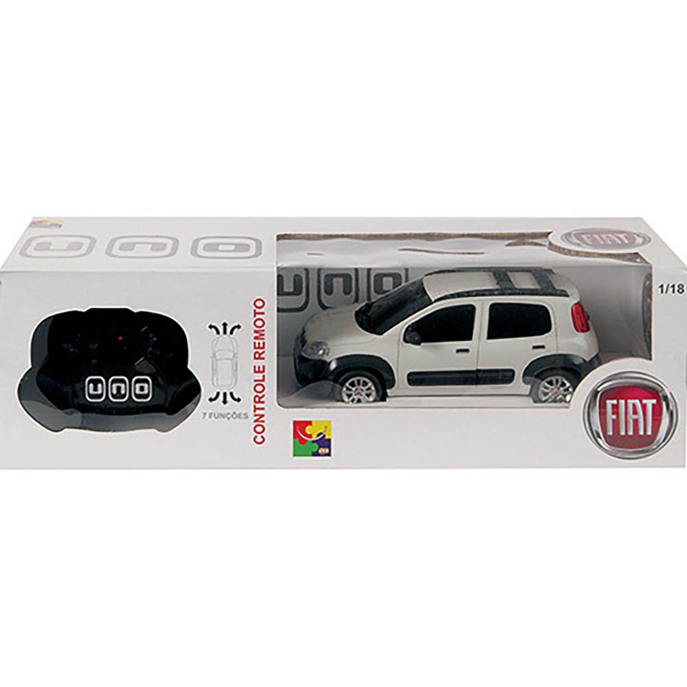 Fiat Novo Uno Controle Remoto 1:18 Branco CKS - Imagem 3