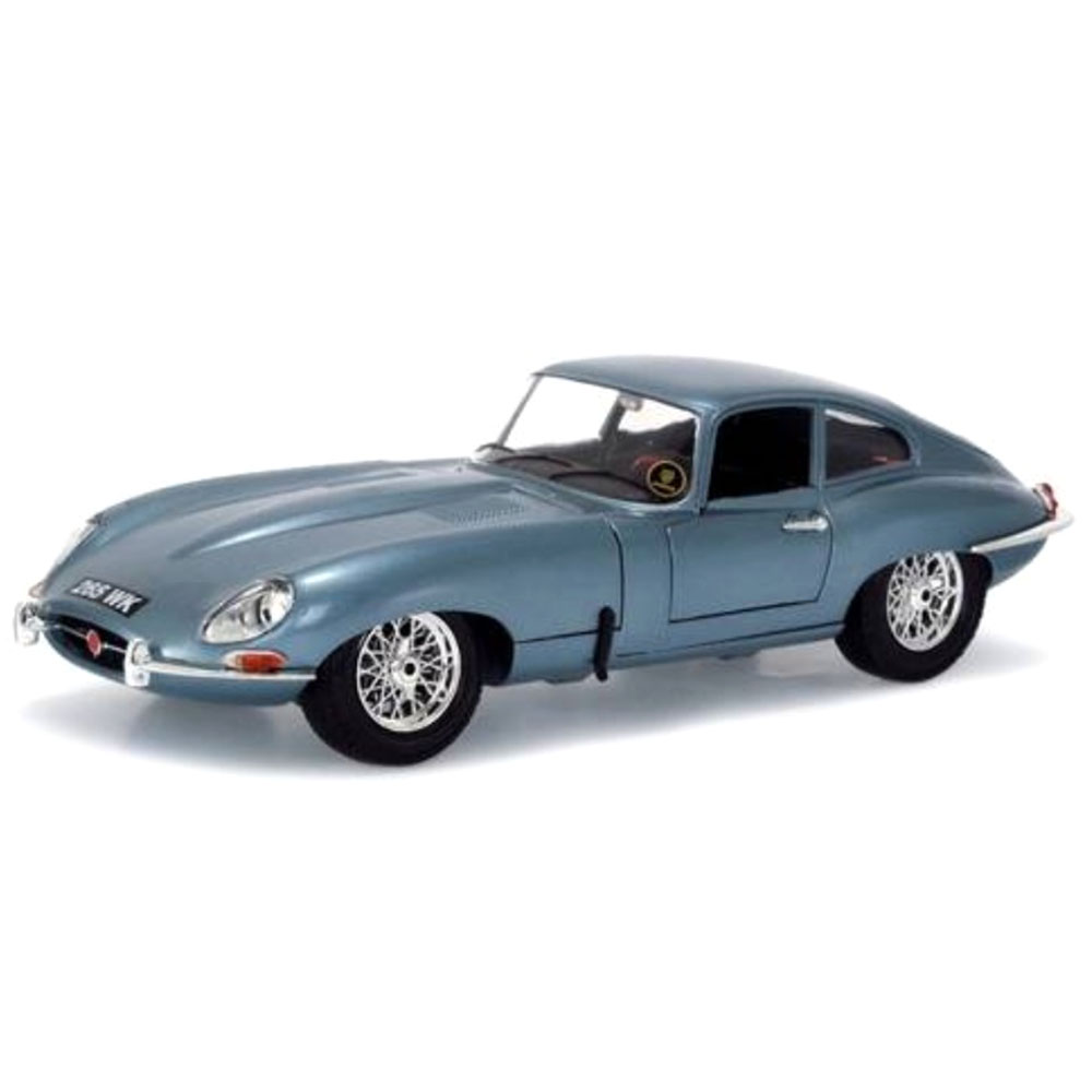 Miniatura Jaguar E-Type Coupe Bburago Azul Prateado 1/18