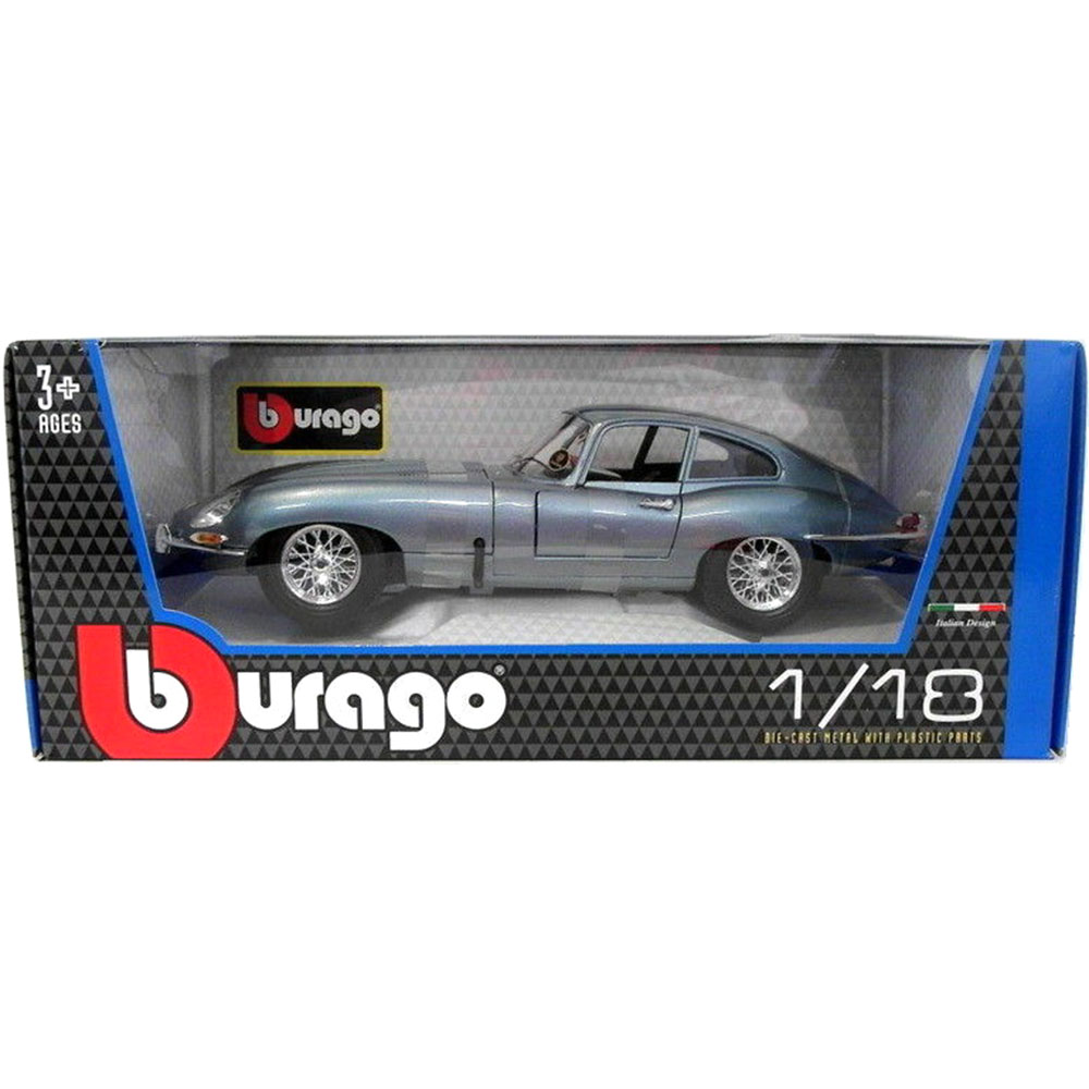 Miniatura Jaguar E-Type Coupe Bburago Azul Prateado 1/18 - Imagem 3