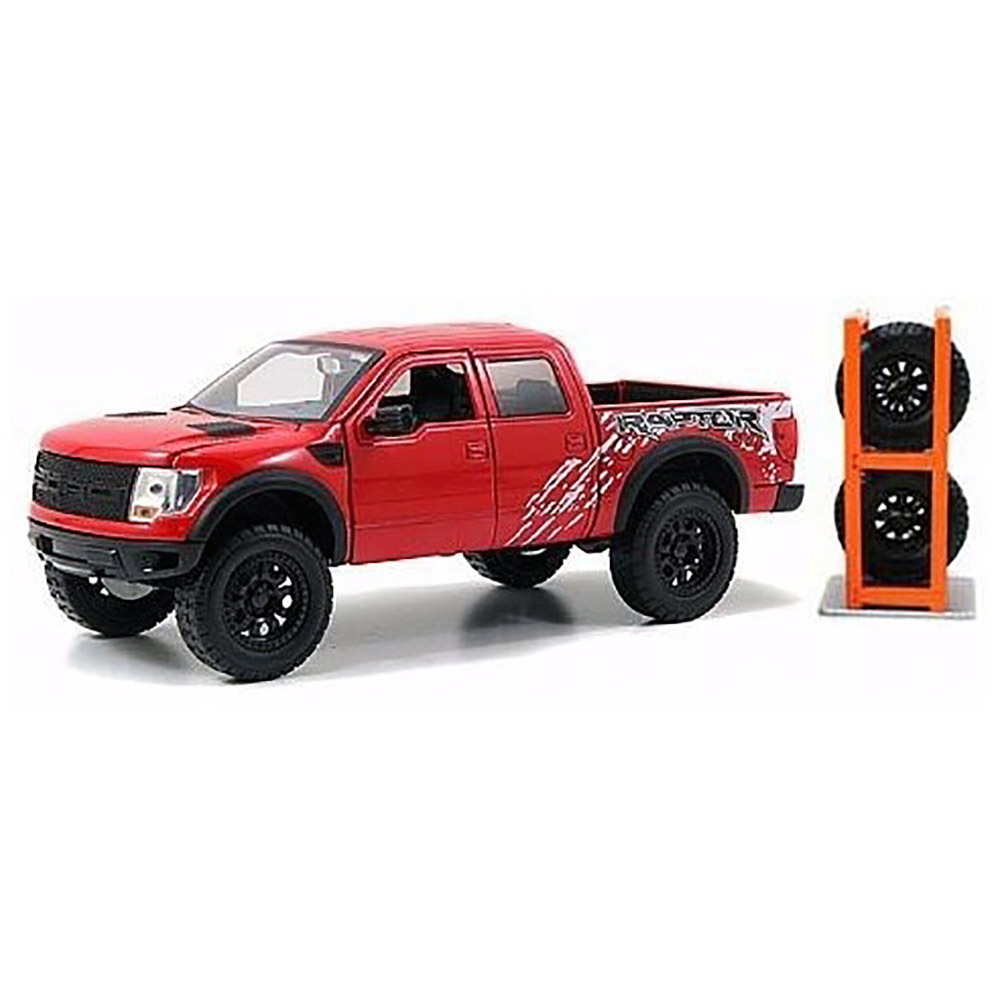 Miniatura Ford F150 Svt Raptor 2011 Troca Rodas Verm 1/24