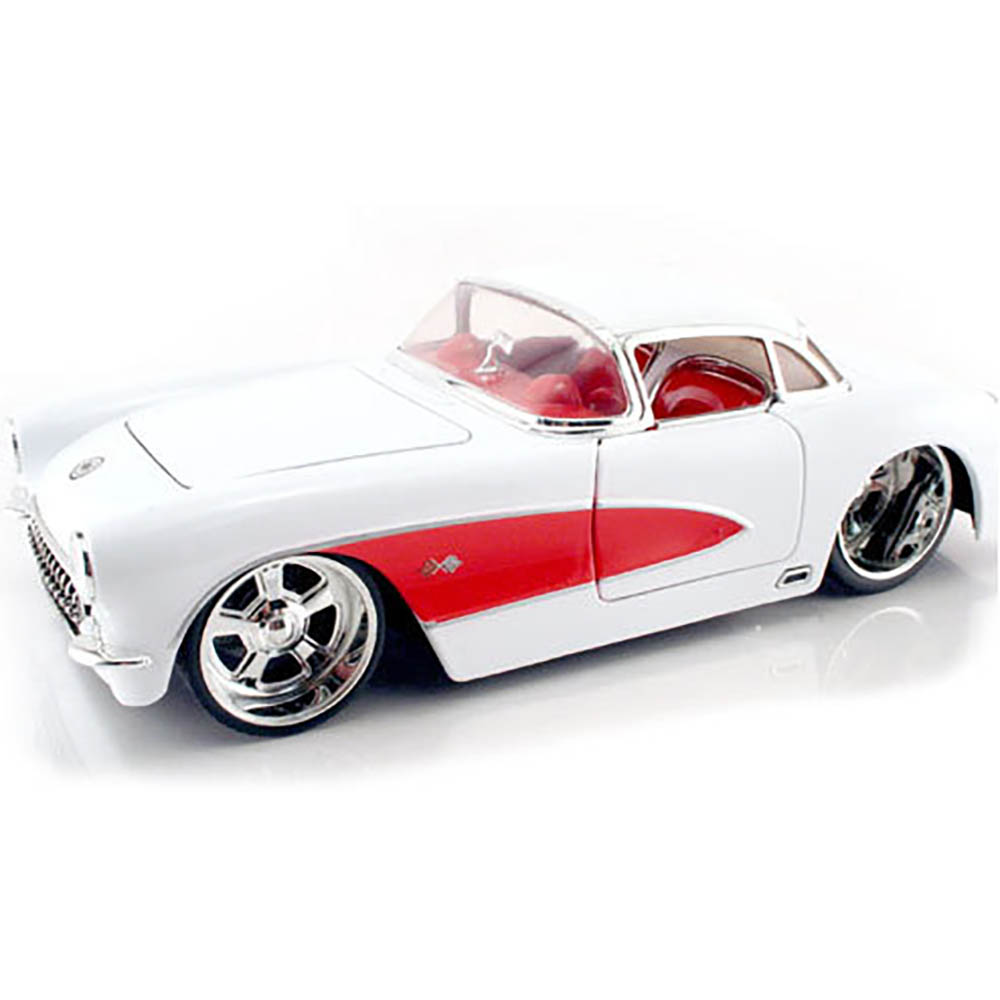 Chevy Corvette 1957 1:24 Jada Toys Branco/Vermelho