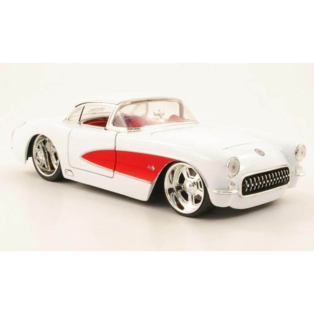 Chevy Corvette 1957 1:24 Jada Toys Branco/Vermelho - Imagem 3
