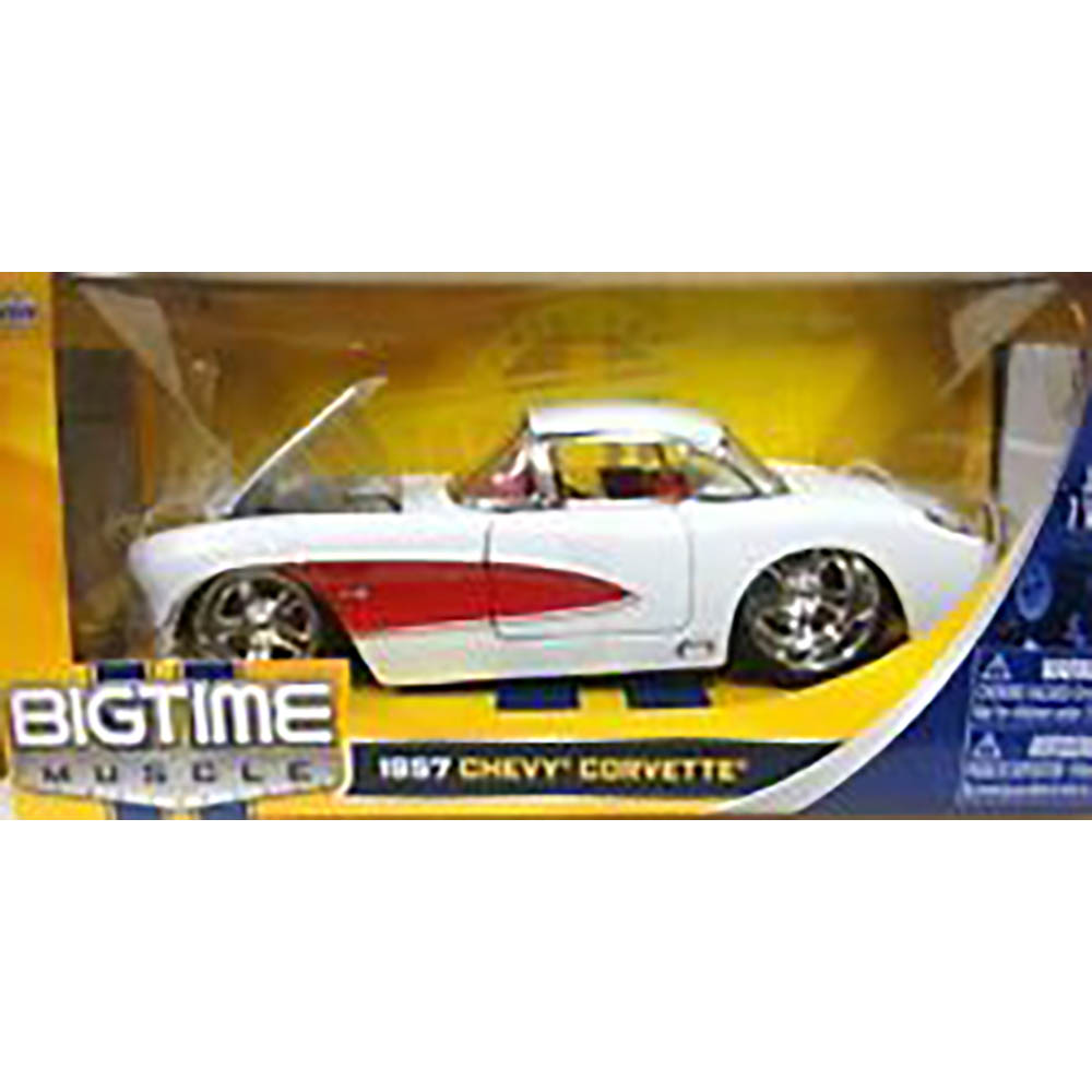 Chevy Corvette 1957 1:24 Jada Toys Branco/Vermelho - Imagem 4