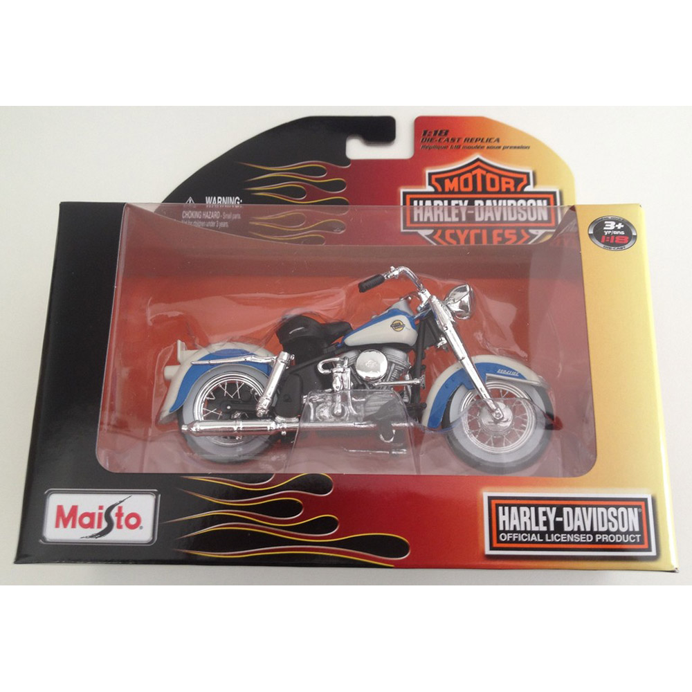 1958 Duo Glide FLH Harley Davidson Motorcycle Série 27 1:18 Maisto Azul - Imagem 2
