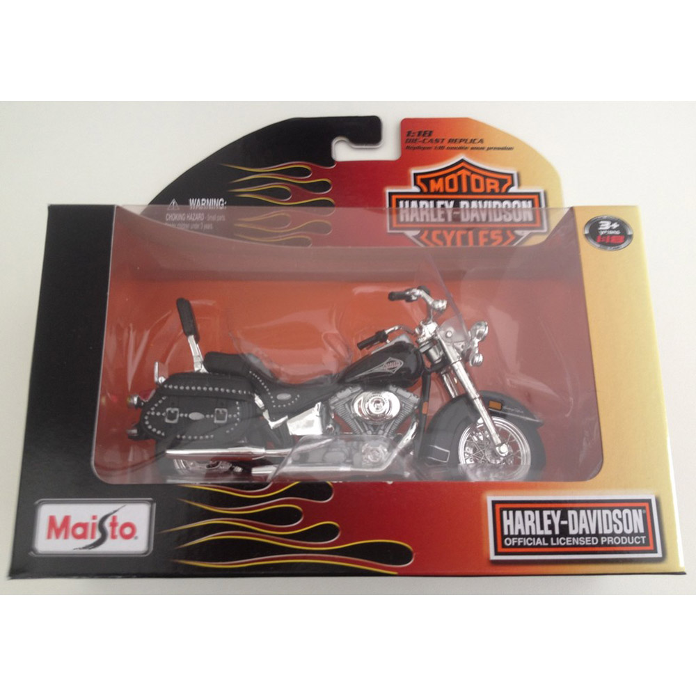 2000 FLSTC Heritage Softail Classic Harley Davidson Motorcycle Série 27 1:18 Maisto Preta - Imagem 2