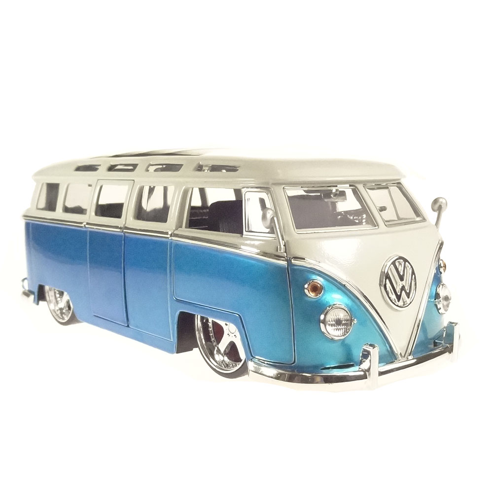 Miniatura Volkswagen Bus Kombi Tunning 1962 Azul2 1/24 - Imagem 3
