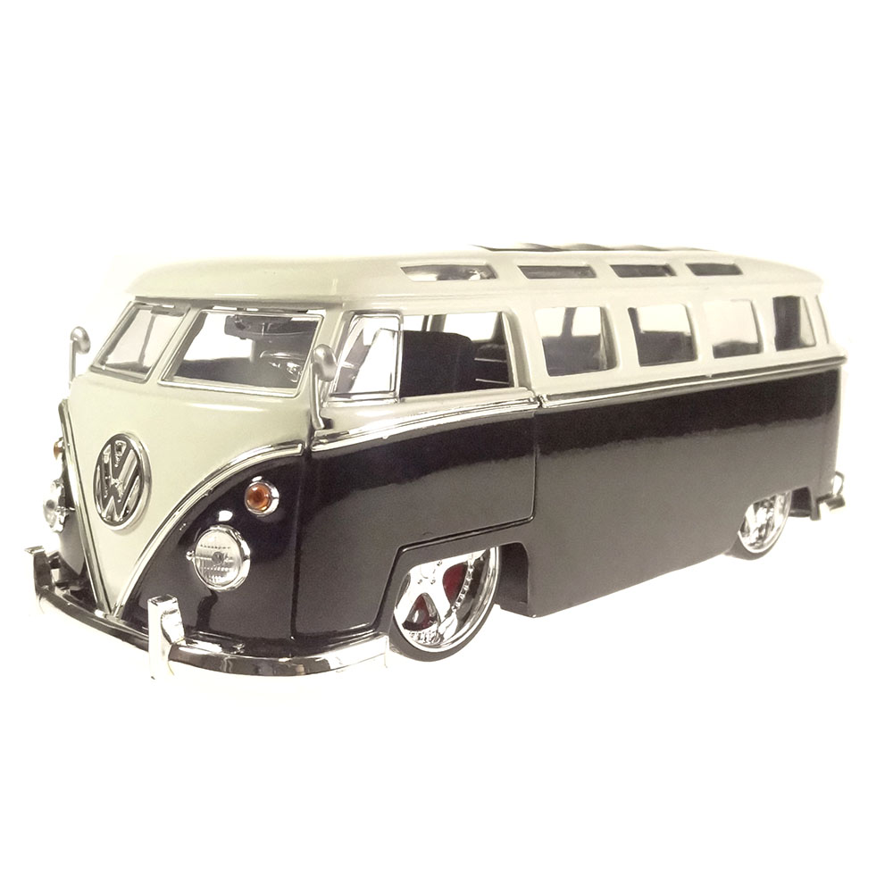 Miniatura Volkswagen Bus Kombi Tunning 1962 Preto2 1/24
