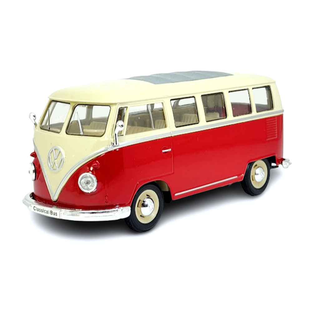 Miniatura Volkswagen Kombi T1 Bus 1963 Vermelho Welly 1/24
