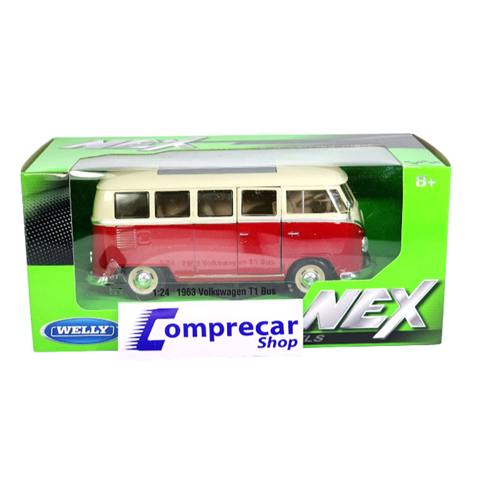 Miniatura Volkswagen Kombi T1 Bus 1963 Vermelho Welly 1/24 - Imagem 7