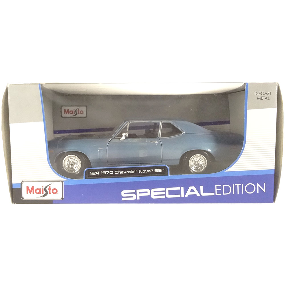 Miniatura Chevrolet Nova Ss 1970 Azul Maisto 1/24 - Imagem 6