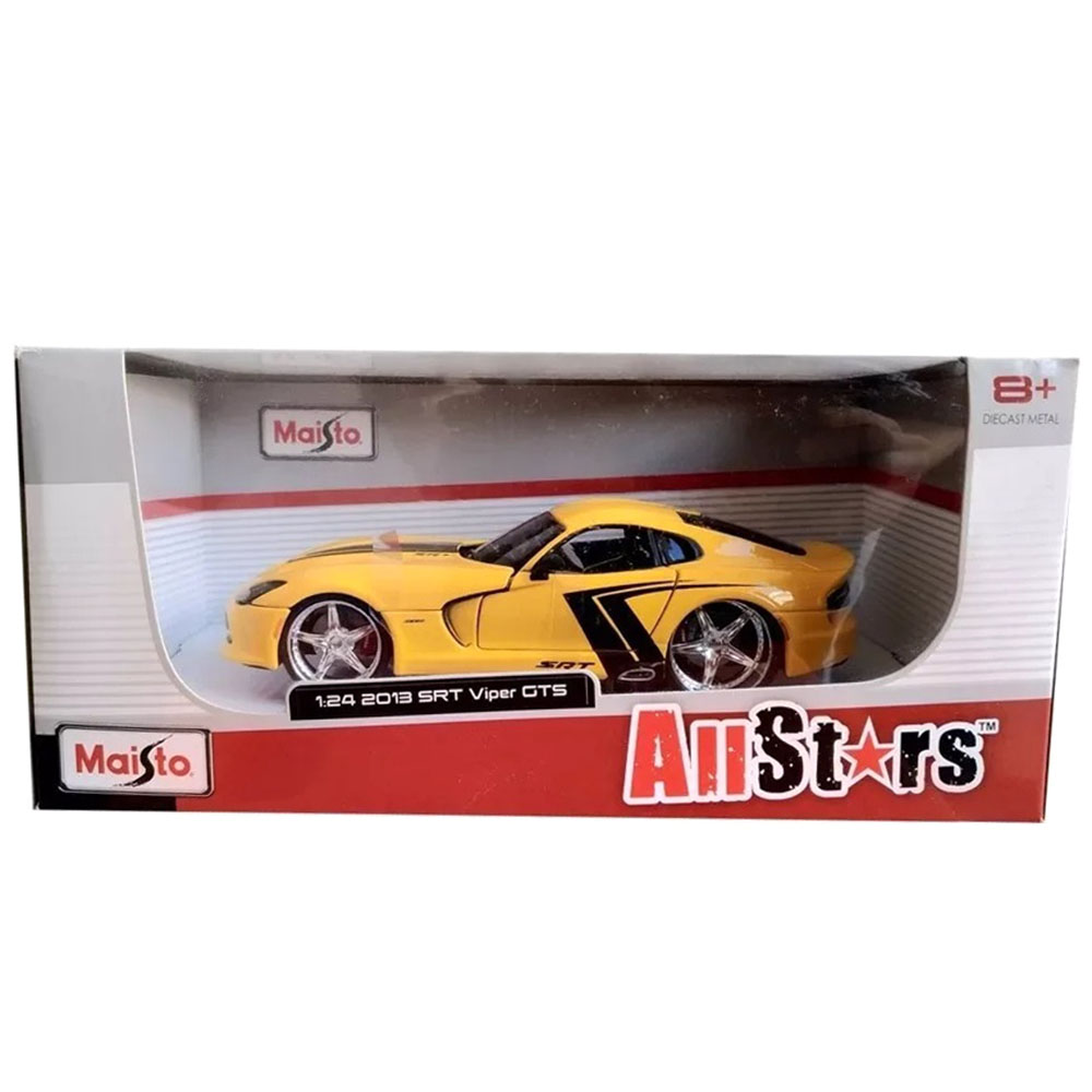 Miniatura Srt Viper Gts 2013 Amarelo Maisto 1/24 - Imagem 3