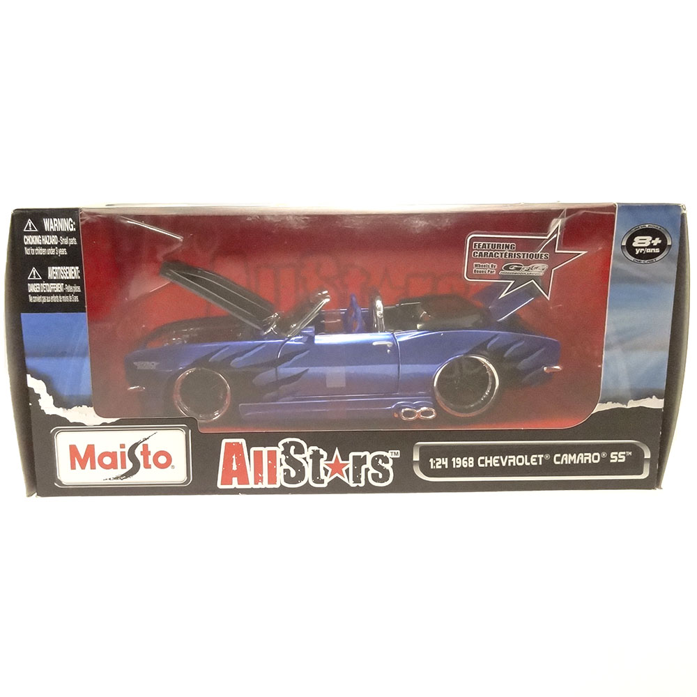 Miniatura Chevrolet Camaro Ss All Stars 1968 Azul 1/24 - Imagem 6