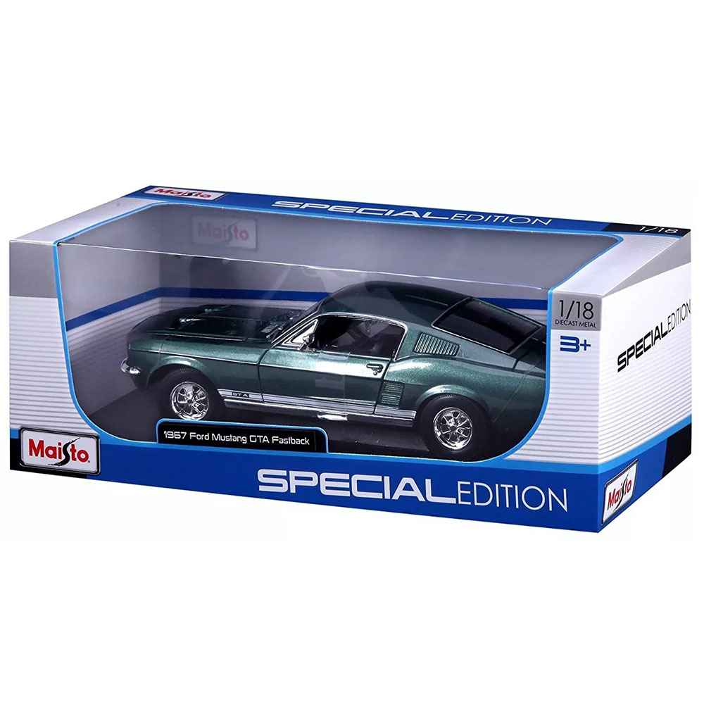 Miniatura Ford Mustang Gta Fastback 1967 Verde Maisto 1/18 - Imagem 4