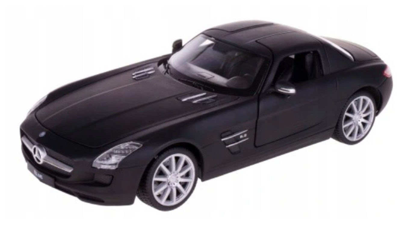 Miniatura Mercedes-Benz SLS AMG Preto Fosco Welly 1/24