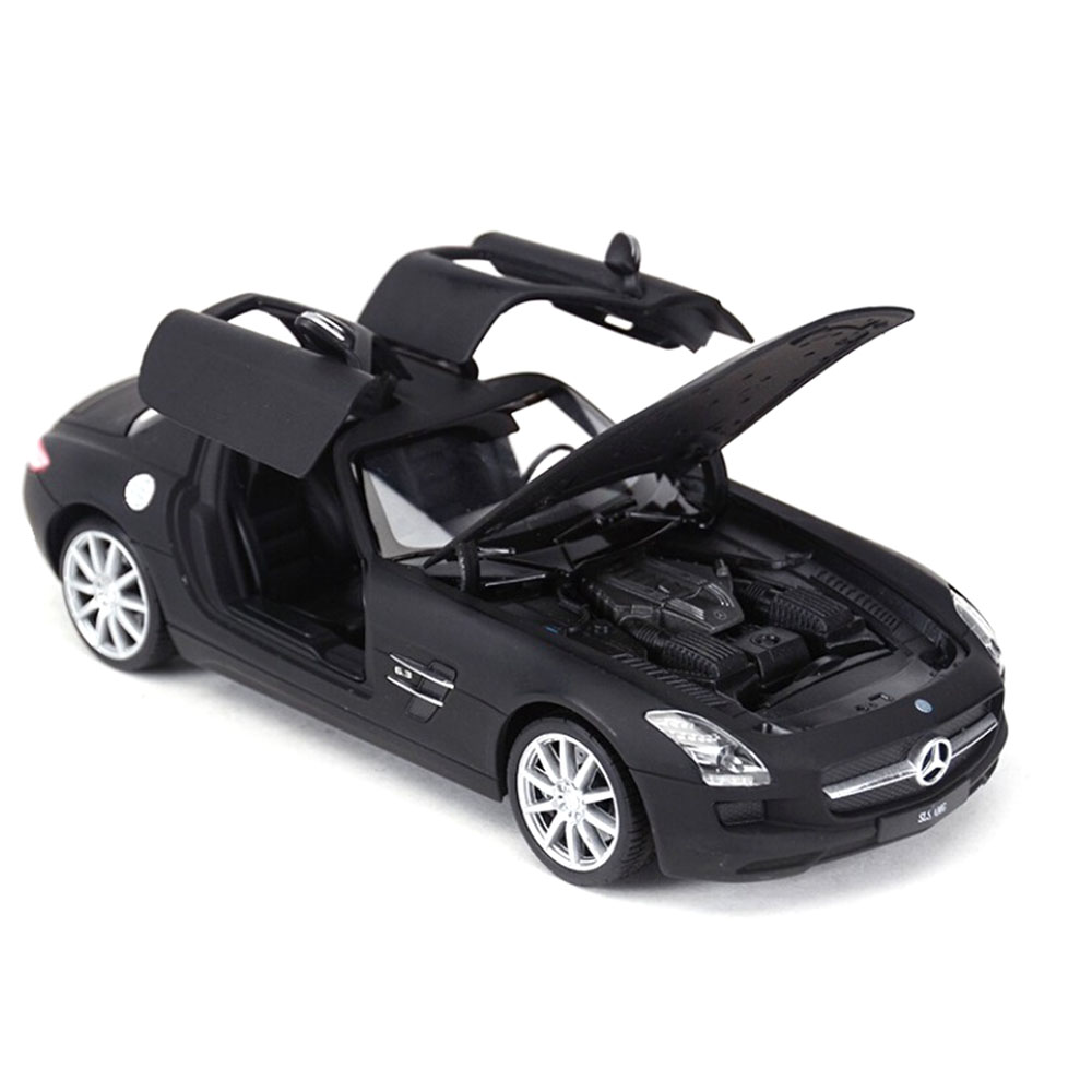 Miniatura Mercedes-Benz SLS AMG Preto Fosco Welly 1/24 - Imagem 4