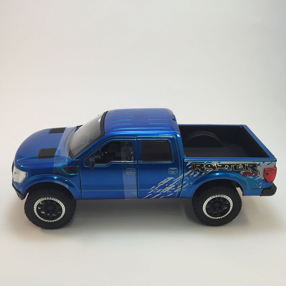 Miniatura Ford F-150 Svt Raptor 2011 Troca Rodas Azul 1/24 - Imagem 3