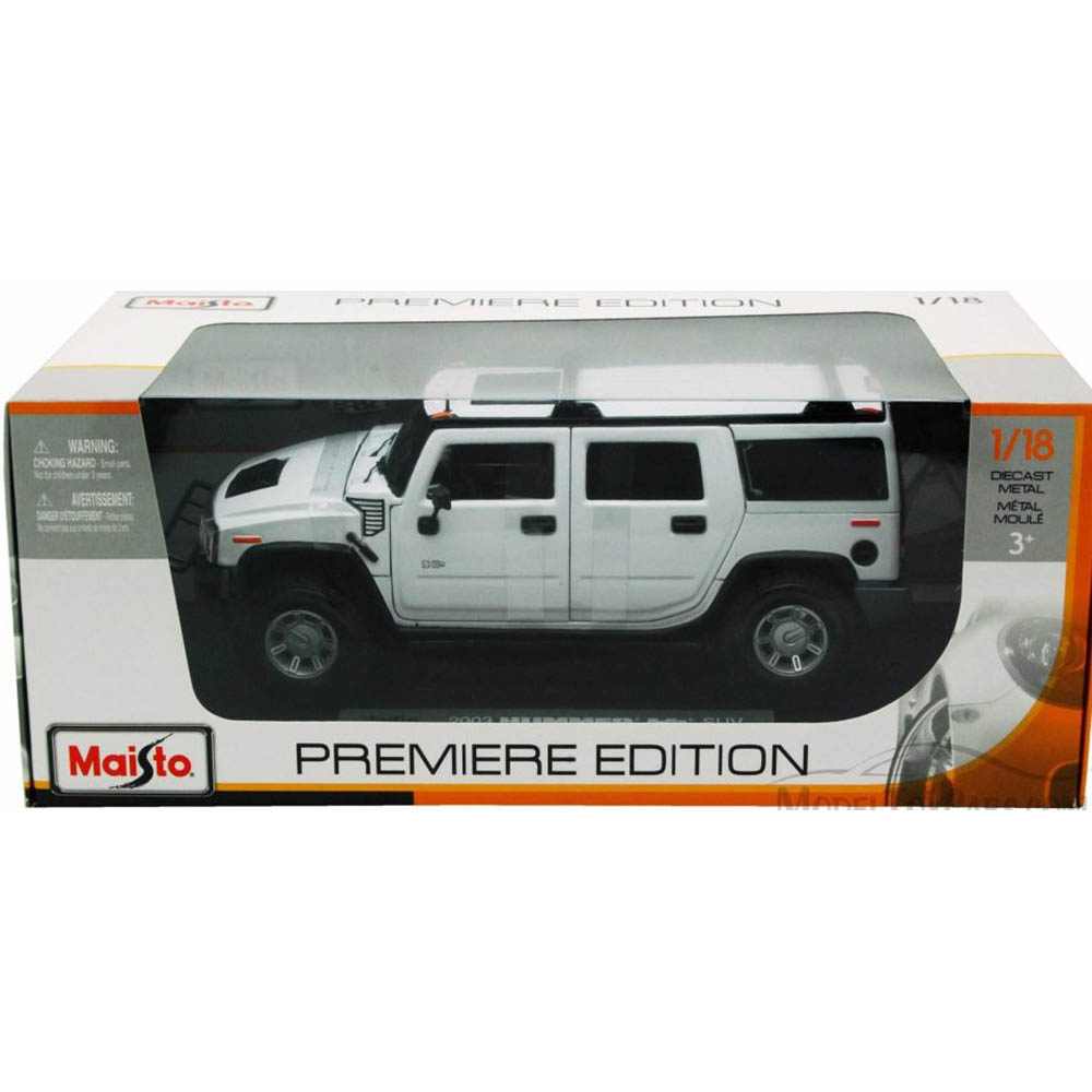 2003 Hummer H2 SUV 1:18 Maisto Branco - Imagem 3