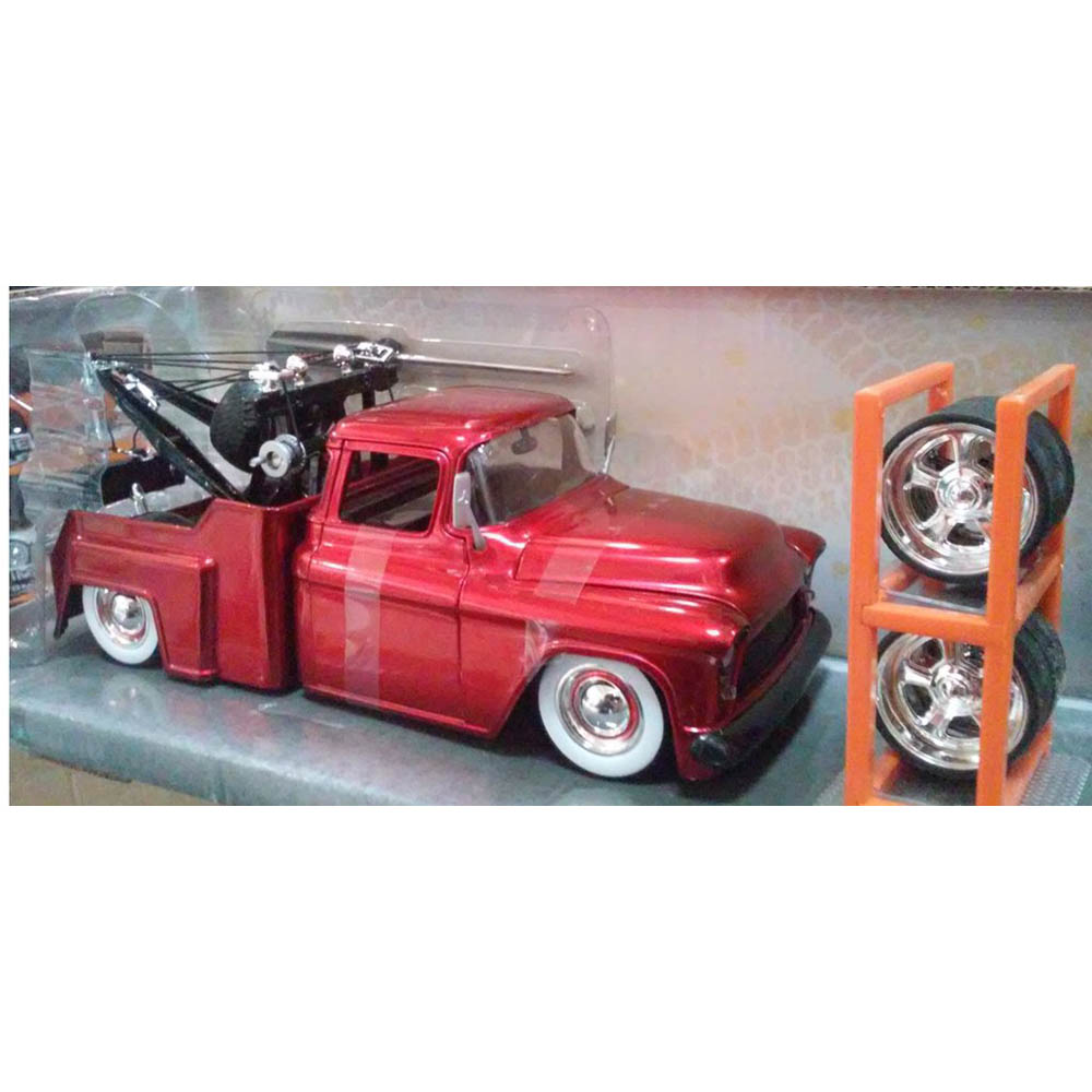 Miniatura Chevy Stepside Tow Truck 1955 Troca Rodas 1/24 - Imagem 3