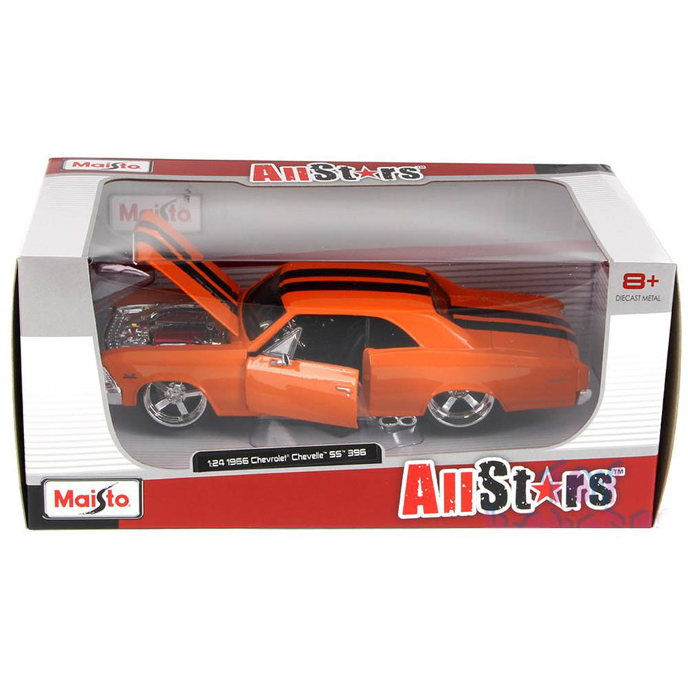 Miniatura Chevelle SS 396 All Stars 1966 Laranja Maisto 1/24 - Imagem 3